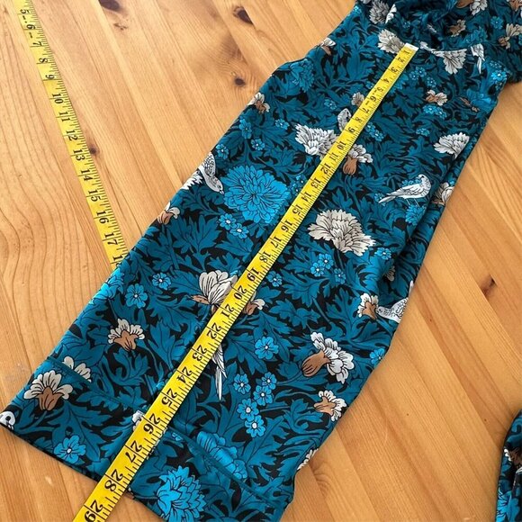 Ann Taylor Pajama Women L Blue Floral & Bird Pajama Top Pant Set Sleep - Picture 11 of 16